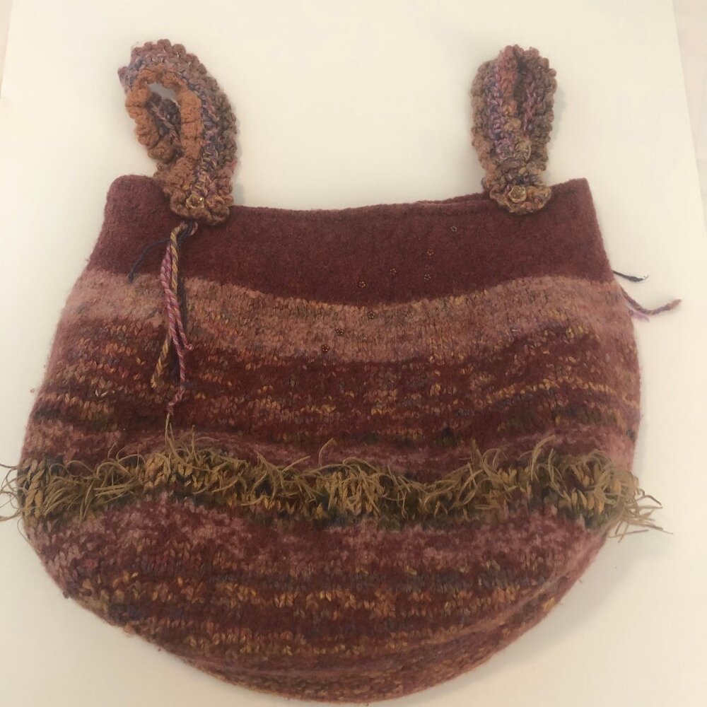 Vintage Handcrafted Wool Shoulder Bag | Shigra-Inspired Artisan Piece - Picture 13 of 14